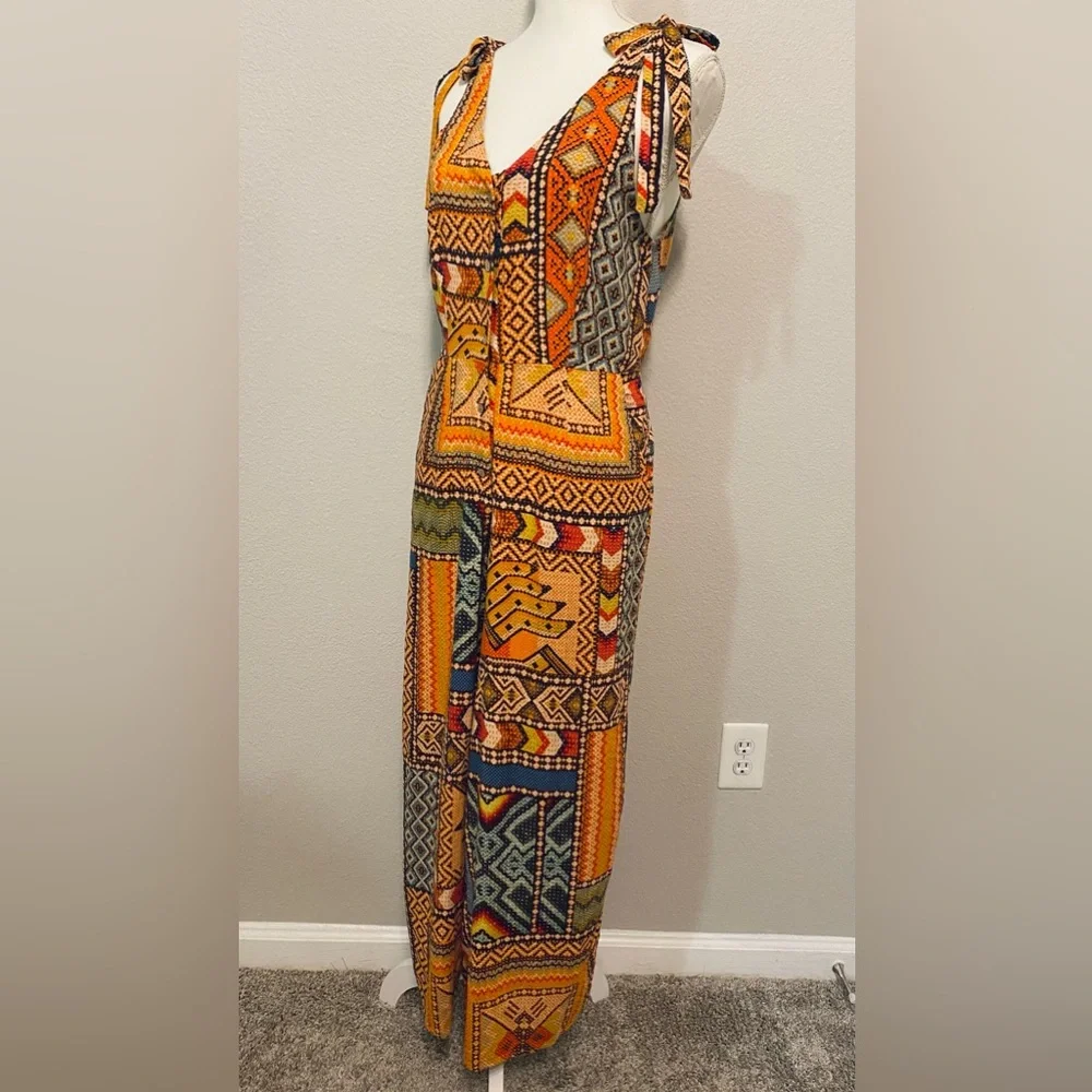 Haute Hippie Boho Tribal Print Wide Leg Jumpsuit Size XS - Picture 2 of 6